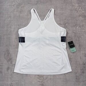 InPhorm Activewear Tank Top Womens Large White Navy Plaid Strappy Tennis NWT